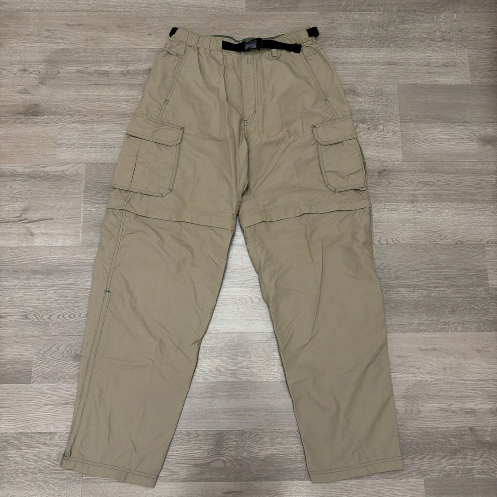 REI Sahara Convertible Cargo Pants Mens M 32 Tan Khaki Hiking Zip Off UPF 50